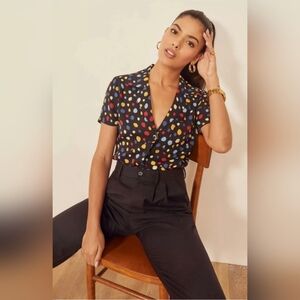 Reformation Cuba Top Fiesta Polka Dot Size Small